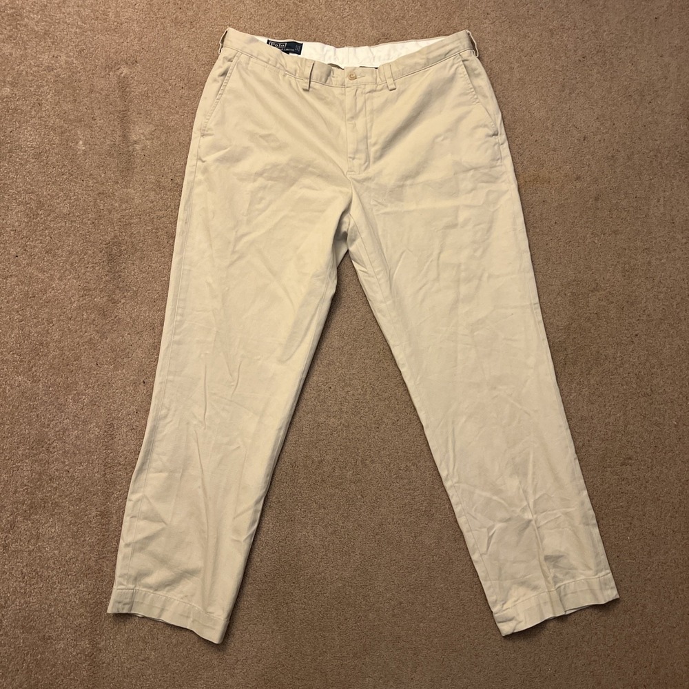 Polo Ralph Lauren Mens Beige Cotton Twill Preston Chino Pants 38x32 Straight